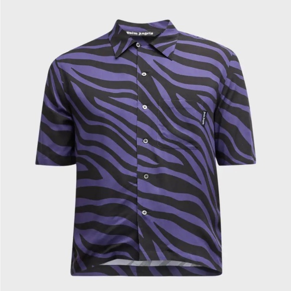 PALM ANGELS Zebra Striped Sport Shirt